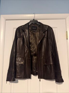 Tryst Dark Brown Croc-Embossed Leather Jacket